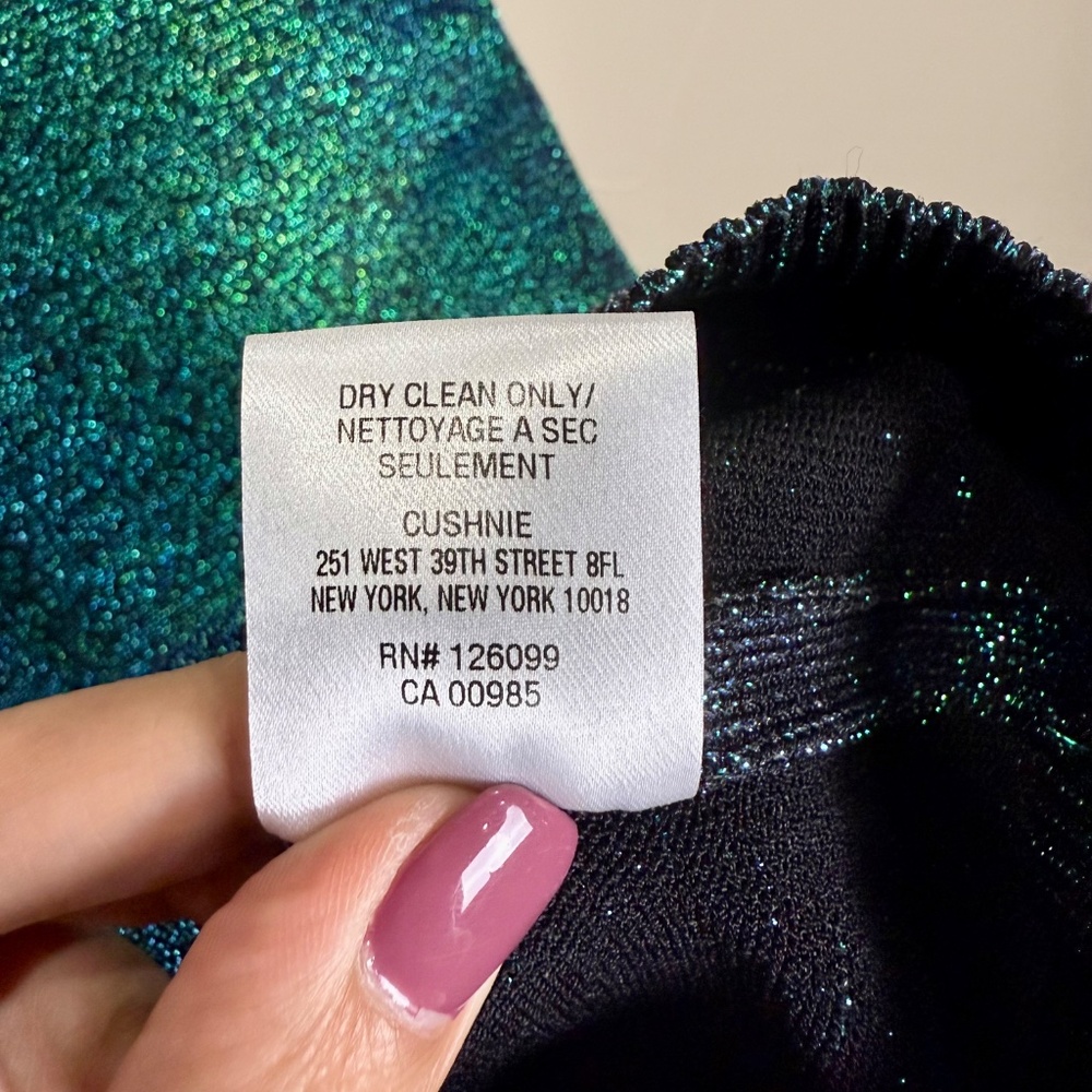 Cushnie Lurex Knit Midi Dress | Size S | $995 Retail | Navy Iridescent Bodycon - Picture 6 of 9